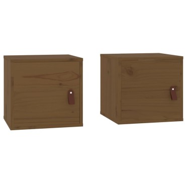 vidaXL Ντουλάπια Τοίχου 2 τεμ.Καφέ μελί31,5x30x30cm Μασίφ Ξύλο Πεύκου