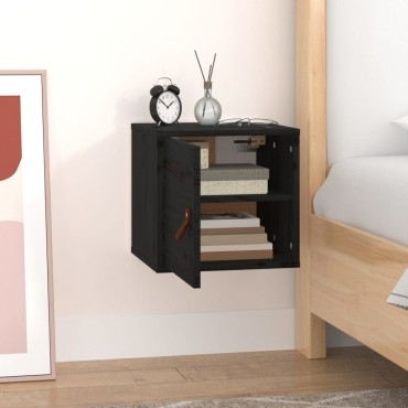 vidaXL Ντουλάπι Τοίχου Μαύρο 31,5x30x30cm από Μασίφ Ξύλο Πεύκου 1 τεμ.