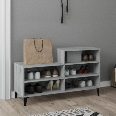 vidaXL Παπουτσοθήκη Γκρι Sonoma 102x36x60cm από Επεξεργασμένο Ξύλο