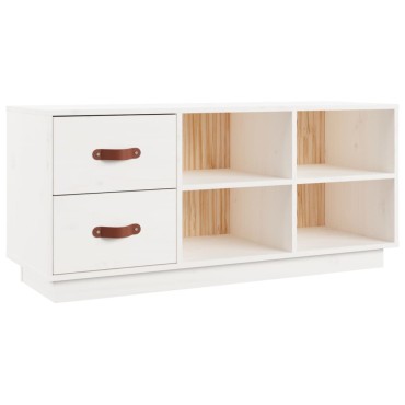vidaXL Παπουτσοθήκη Λευκό 100x34x45cm από Μασίφ Ξύλο Πεύκου
