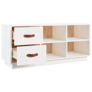 vidaXL Παπουτσοθήκη Λευκό 100x34x45cm από Μασίφ Ξύλο Πεύκου
