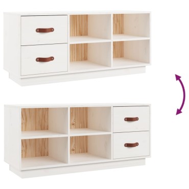 vidaXL Παπουτσοθήκη Λευκό 100x34x45cm από Μασίφ Ξύλο Πεύκου