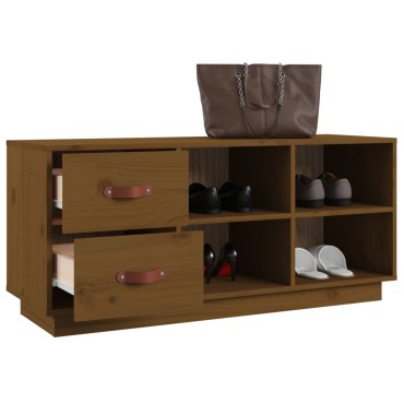 vidaXL Παπουτσοθήκη Μελί 100x34x45cm από Μασίφ Ξύλο Πεύκου