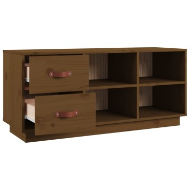 vidaXL Παπουτσοθήκη Μελί 100x34x45cm από Μασίφ Ξύλο Πεύκου