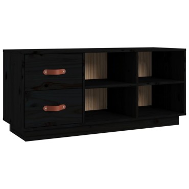 vidaXL Παπουτσοθήκη Μαύρο 100x34x45cm από Μασίφ Ξύλο Πεύκου