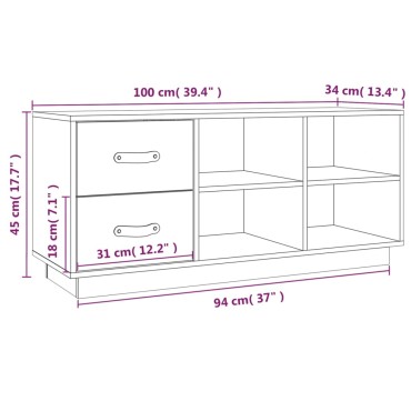 vidaXL Παπουτσοθήκη Μαύρο 100x34x45cm από Μασίφ Ξύλο Πεύκου