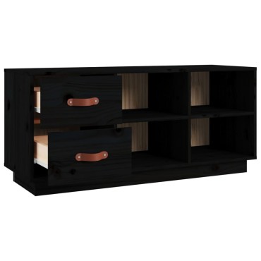vidaXL Παπουτσοθήκη Μαύρο 100x34x45cm από Μασίφ Ξύλο Πεύκου