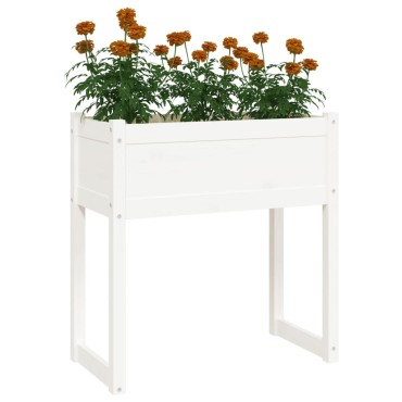 vidaXL Ζαρντινιέρα Λευκή 78x40x81 εκ. από Μασίφ Ξύλο Πεύκου