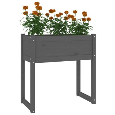 vidaXL Ζαρντινιέρα Γκρι 78x40x81 εκ. από Μασίφ Ξύλο Πεύκου