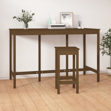 vidaXL Τραπέζι Μπαρ Καφέ Μελί 180x80x110cm από Μασίφ Ξύλο Πεύκου 1 τεμ.
