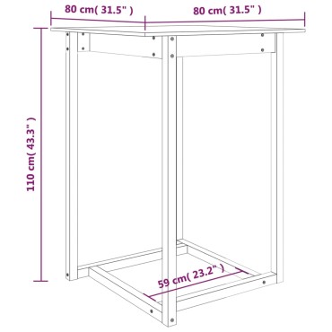 vidaXL Τραπέζι Μπαρ Λευκό 80x80x110cm από Μασίφ Ξύλο Πεύκου 1 τεμ.