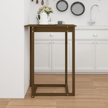 vidaXL Τραπέζι Μπαρ Καφέ Μελί 80x80x110cm από Μασίφ Ξύλο Πεύκου 1 τεμ.