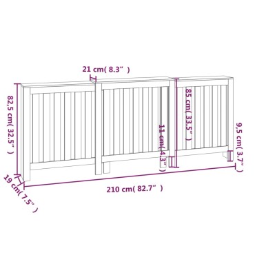 vidaXL Κάλυμμα Καλοριφέρ Λευκό 210x21x85 εκ. από Μασίφ Ξύλο Πεύκου