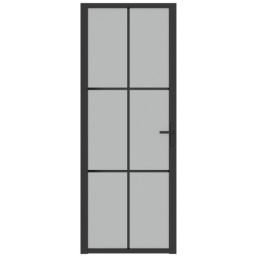 vidaXL Εσωτερική Πόρτα 76x201,5 εκ. Μαύρο Ματ Γυαλί και Αλουμίνιο