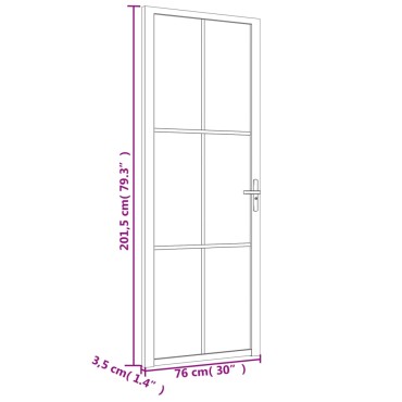 vidaXL Εσωτερική Πόρτα 76x201,5 εκ. Μαύρο Ματ Γυαλί και Αλουμίνιο