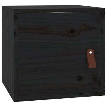 vidaXL Ντουλάπια Τοίχου 2 τεμ. Μαύρα31,5x30x30cm από Μασίφ Ξύλο Πεύκου