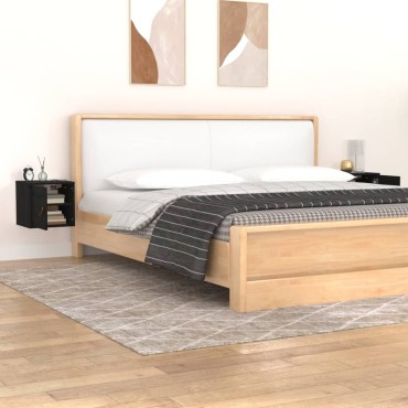 vidaXL Ντουλάπια Τοίχου 2 τεμ. Μαύρα31,5x30x30cm από Μασίφ Ξύλο Πεύκου