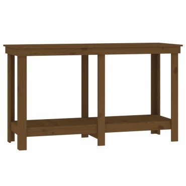 vidaXL Πάγκος Εργασίας Μελί Καφέ 140 x 50 x 80 εκ. Μασίφ Ξύλο Πεύκο