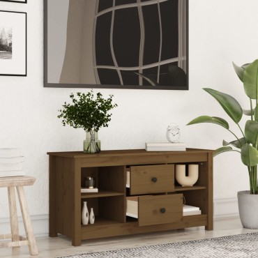 vidaXL Έπιπλο Τηλεόρασης Μελί Καφέ 103x36,5x52cm από Μασίφ Ξύλο Πεύκου