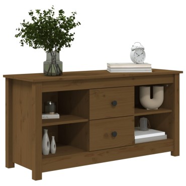 vidaXL Έπιπλο Τηλεόρασης Μελί Καφέ 103x36,5x52cm από Μασίφ Ξύλο Πεύκου