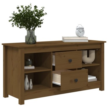 vidaXL Έπιπλο Τηλεόρασης Μελί Καφέ 103x36,5x52cm από Μασίφ Ξύλο Πεύκου