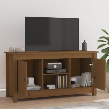vidaXL Έπιπλο Τηλεόρασης Μελί Καφέ 103x36,5x52cm από Μασίφ Ξύλο Πεύκου