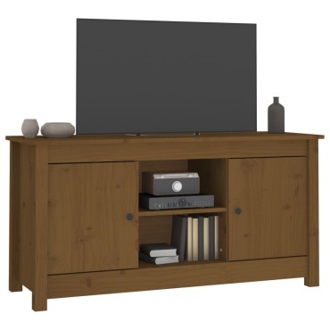 vidaXL Έπιπλο Τηλεόρασης Μελί Καφέ 103x36,5x52cm από Μασίφ Ξύλο Πεύκου