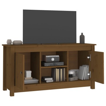 vidaXL Έπιπλο Τηλεόρασης Μελί Καφέ 103x36,5x52cm από Μασίφ Ξύλο Πεύκου