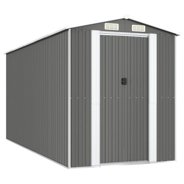 vidaXL Αποθήκη Κήπου Ανοιχτό γκρι 192x440x223 εκ. Γαλβανισμένο Ατσάλι