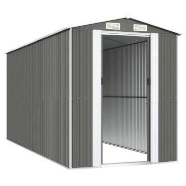 vidaXL Αποθήκη Κήπου Ανοιχτό γκρι 192x440x223 εκ. Γαλβανισμένο Ατσάλι