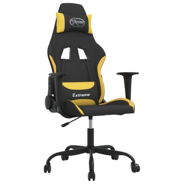 vidaXL Καρέκλα Gaming Μαύρη και Κίτρινο Υφασμάτινη 65x62,5x(120-130)cm 1 τεμ.
