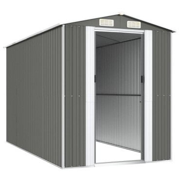 vidaXL Αποθήκη Κήπου Ανοιχτό γκρι 192x357x223 εκ. Γαλβανισμένο Ατσάλι