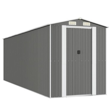 vidaXL Αποθήκη Κήπου Ανοιχτό γκρι 192x606x223 εκ. Γαλβανισμένο Ατσάλι