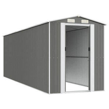 vidaXL Αποθήκη Κήπου Ανοιχτό γκρι 192x606x223 εκ. Γαλβανισμένο Ατσάλι
