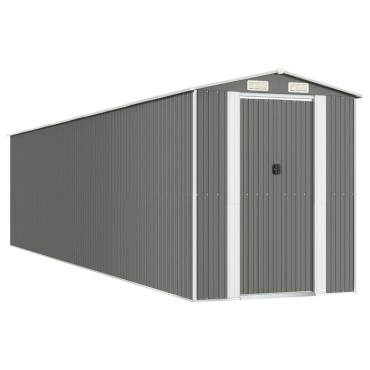 vidaXL Αποθήκη Κήπου Ανοιχτό γκρι 192x855x223 εκ. Γαλβανισμένο Ατσάλι