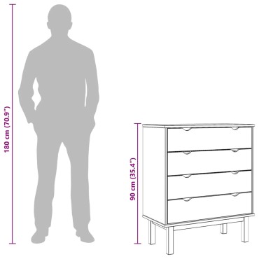 vidaXL Συρταριέρα OTTA Καφέ & Γκρι 76,5x39,5x90cm Μασίφ Ξύλο Πεύκου 1 τεμ.