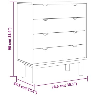 vidaXL Συρταριέρα OTTA Καφέ & Λευκό 76,5x39,5x90cm Μασίφ Ξύλο Πεύκου 1 τεμ.