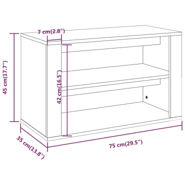 vidaXL Παπουτσοθήκη Μαύρη 75x35x45cm από Επεξεργασμένο Ξύλο