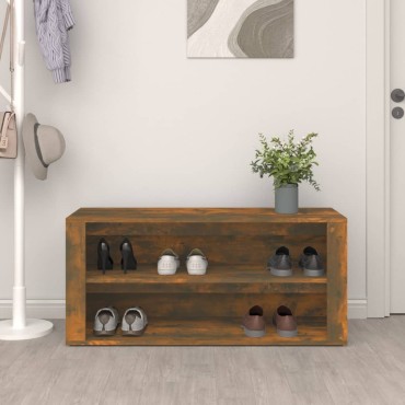 vidaXL Παπουτσοθήκη Καπνιστή Δρυς 100x35x45cm Επεξεργασμένο Ξύλο