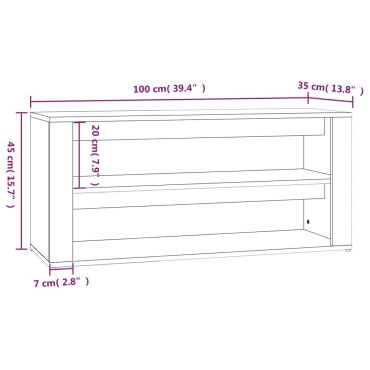 vidaXL Παπουτσοθήκη Καπνιστή Δρυς 100x35x45cm Επεξεργασμένο Ξύλο