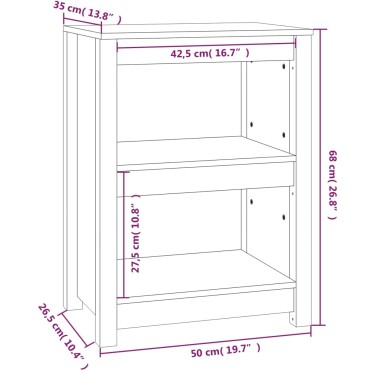 vidaXL Βιβλιοθήκη Μελί 50x35x68cm από Μασίφ Ξύλο Πεύκου 1 τεμ.