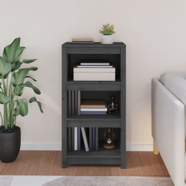 vidaXL Βιβλιοθήκη Γκρι 50x35x97cm από Μασίφ Ξύλο Πεύκου 1 τεμ.