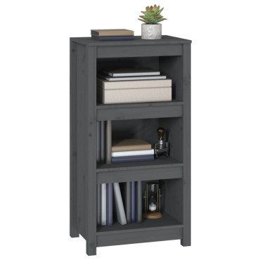 vidaXL Βιβλιοθήκη Γκρι 50x35x97cm από Μασίφ Ξύλο Πεύκου 1 τεμ.