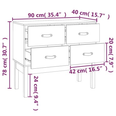 vidaXL Τραπέζι Ντουλάπι Γκρί90x40x78cm από Μασίφ Ξύλο Πεύκου 1 τεμ.