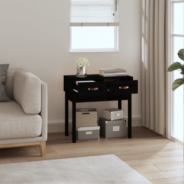 vidaXL Τραπέζι Κονσόλα Μαύρος 76,5x40x75cm από Μασίφ Ξύλο Πεύκου 1 τεμ.