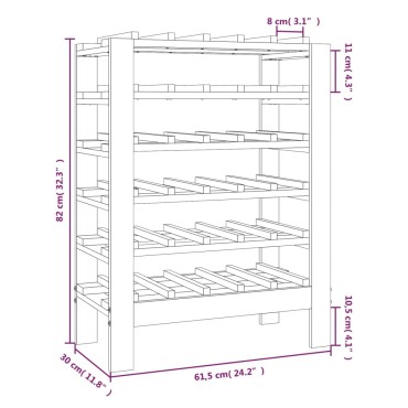 vidaXL Ραφιέρα Κρασιών 61,5x30x82cm από Μασίφ Ξύλο Πεύκου 1 τεμ.