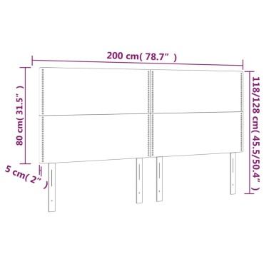 vidaXL Κεφαλάρια Κρεβατιού 4 τεμ. Αν. Γκρι 100x5x78/88cm Βελούδινο