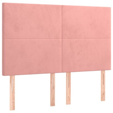 vidaXL Κεφαλάρια Κρεβατιού 4 τεμ. Ροζ 72x5x78/88cm Βελούδινα