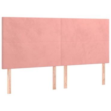 vidaXL Κεφαλάρια Κρεβατιού 4 τεμ. Ροζ 100x5x78/88cm Βελούδινο