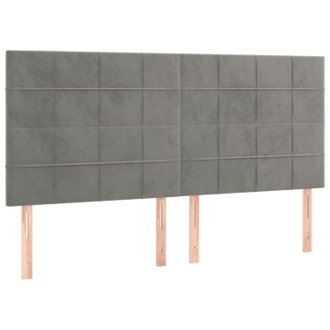 vidaXL Κεφαλάρια Κρεβατιού 4 τεμ. Αν. Γκρι 90x5x78/88cm Βελούδινο